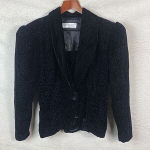 Vintage Victorian Puff Sleeve Velvet Metallic Jacket Blazer Scott McClintock Med